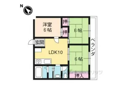東和ハイツ本館(3LDK/2階)の間取り写真