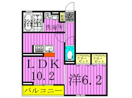グレイスA(1LDK/2階)の間取り写真
