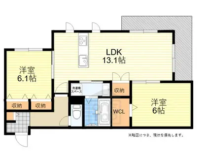 PLAGE 豊中本町(2LDK/1階)の間取り写真