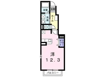 ジェニトーリII(ワンルーム/1階)の間取り写真