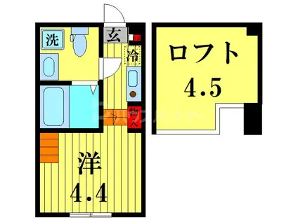 ハーモニーテラス千住東(1K/2階)の間取り写真