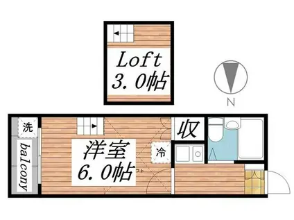 エスポワール元郷(1K/2階)の間取り写真