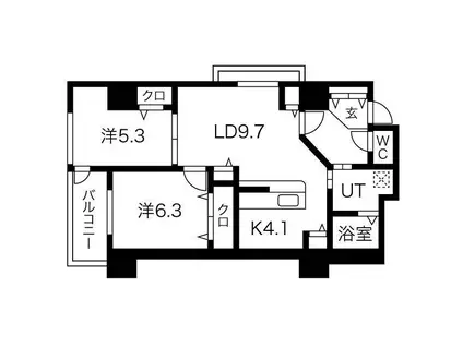 シティコート目黒2号棟 2(2LDK/5階)の間取り写真