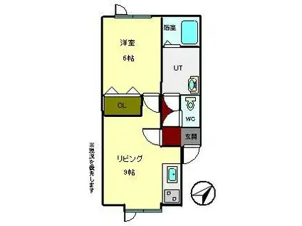 ヴィラ東町I(1DK/1階)の間取り写真