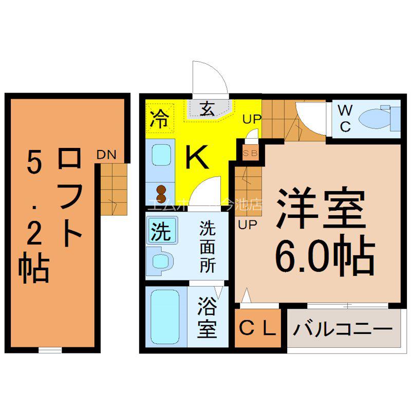 レガート上社(1K/1階)の間取り写真