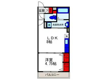 カースル石橋(1LDK/2階)の間取り写真