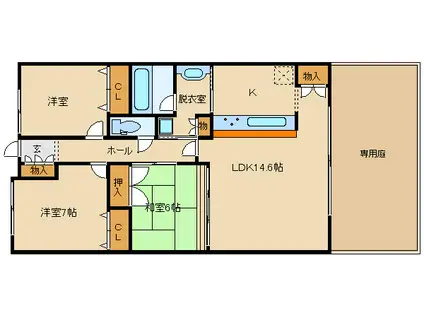 グランスイート藤井寺(3LDK/1階)の間取り写真