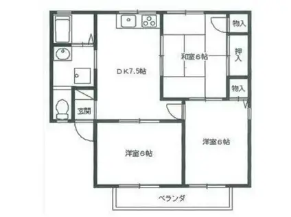 シャトレー小川(3DK/2階)の間取り写真