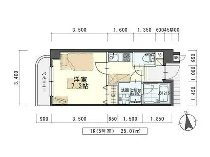 BLEU CLEL(1K/2階)の間取り写真