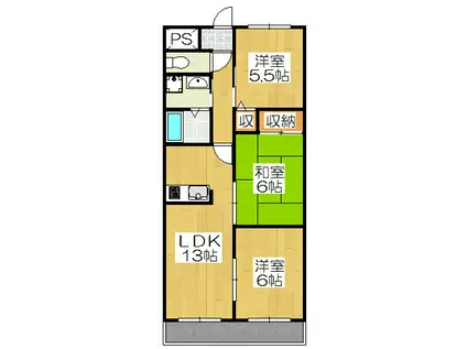 REQUIE上桂(3LDK/3階)の間取り写真