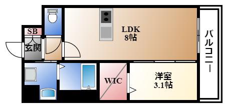 プレサンスNAGOYA覚王山(1LDK/8階)の間取り写真