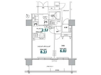 Dグラフォート・サウスマークタワー(1LDK/2階)の間取り写真