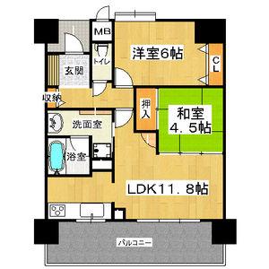 フェニックス堺東(2LDK/9階)の間取り写真
