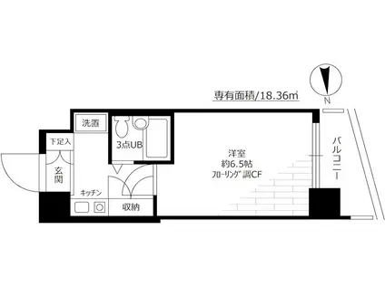 ガーラ武蔵小杉(1K/3階)の間取り写真