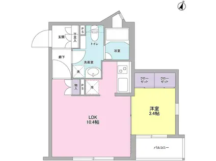 コンフォリア麻布台(1LDK/B1階)の間取り写真