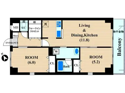 ポラール(2LDK/2階)の間取り写真