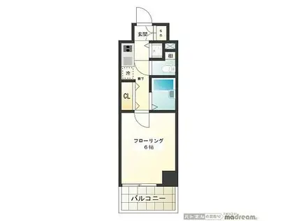 パークウェルツインズ戸越銀座壱番館(1K/2階)の間取り写真