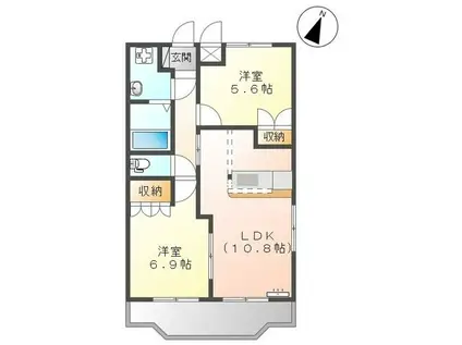 グローリア(2LDK/1階)の間取り写真