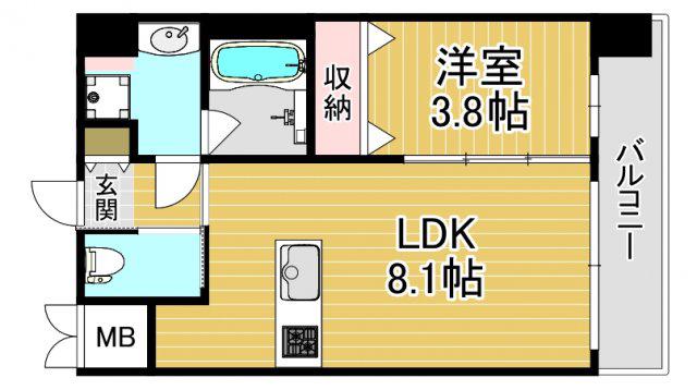 エスタート御幣島(1LDK/5階)の間取り写真