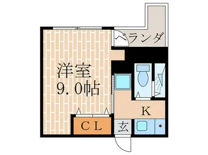 カーサ桃山(1K/3階)の間取り写真