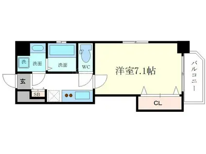 LC難波ミラージュ(1K/4階)の間取り写真
