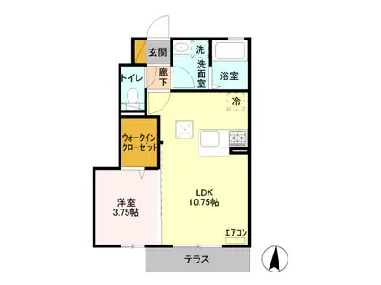 ポンテフィオーレ(1LDK/1階)の間取り写真