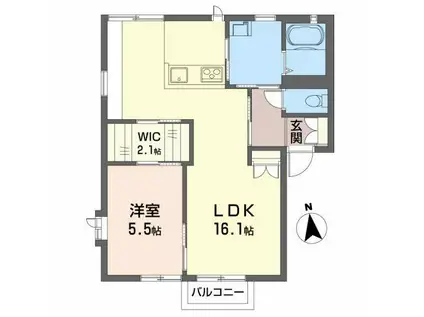 ジュネス高崎(1LDK/2階)の間取り写真