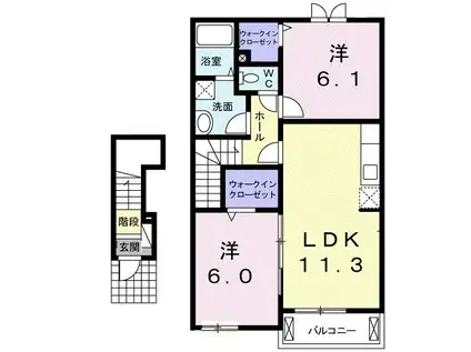 アンジュ・プレッソC(2LDK/2階)の間取り写真