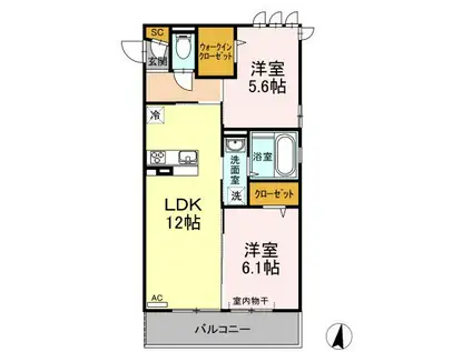 ヒーリング コート(2LDK/2階)の間取り写真