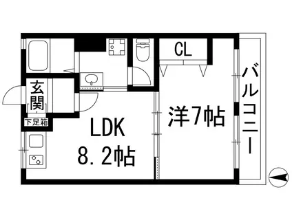 ハイツ77パート2(1LDK/2階)の間取り写真