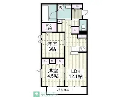 ル・ポン ヴェール中央林間(2LDK/3階)の間取り写真