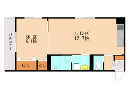 ラ・シュエット高宮(1LDK/3階)の間取り写真