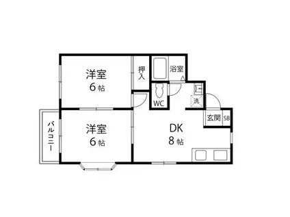 WIN上杉(2DK/2階)の間取り写真