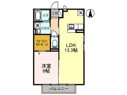 フォルトゥーナ(1LDK/2階)の間取り写真