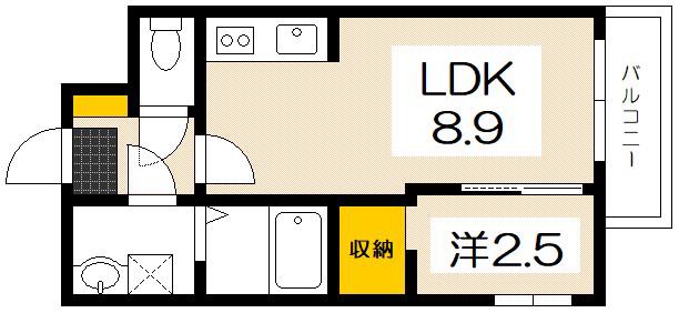 シャインライズ楽々園(1LDK/1階)の間取り写真
