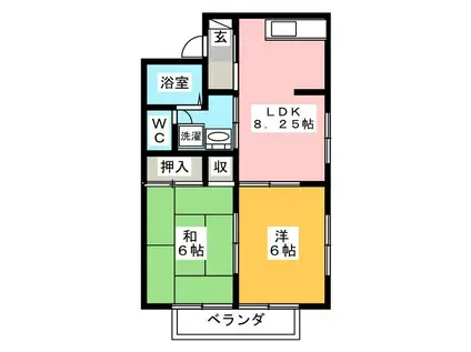 エクセルアオキ(2DK/2階)の間取り写真