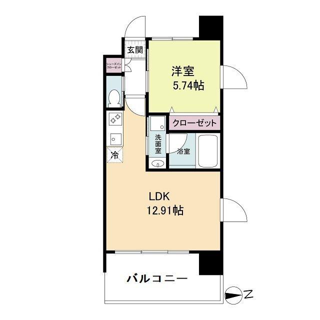 DIMUS福島(1LDK/2階)の間取り写真