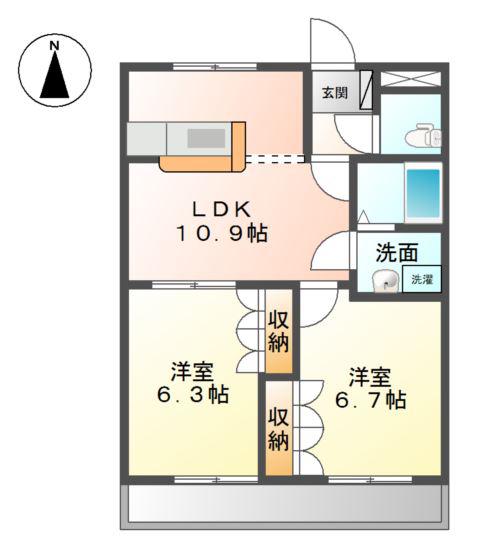 コートモデリア(2LDK/1階)の間取り写真