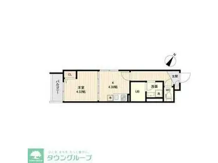 ラクラス三軒茶屋(1K/2階)の間取り写真