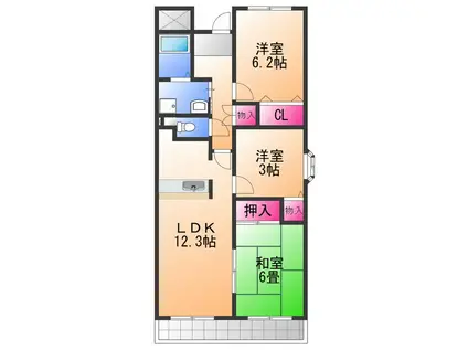 ルミエール西取石(3LDK/2階)の間取り写真