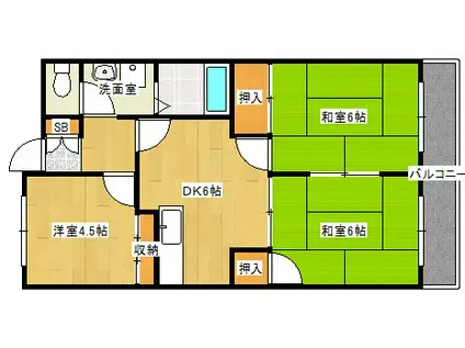 ガーデン陽光園(3DK/2階)の間取り写真