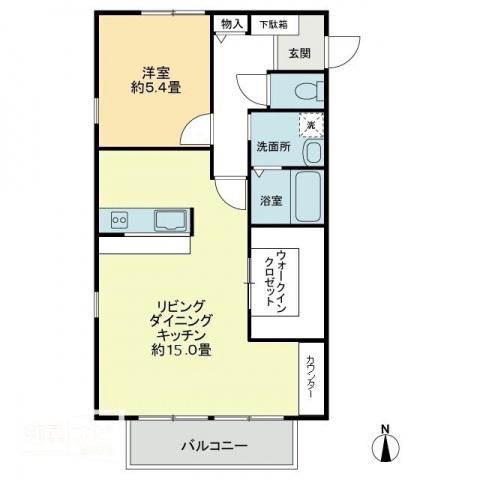 フォブール由良(1LDK/2階)の間取り写真