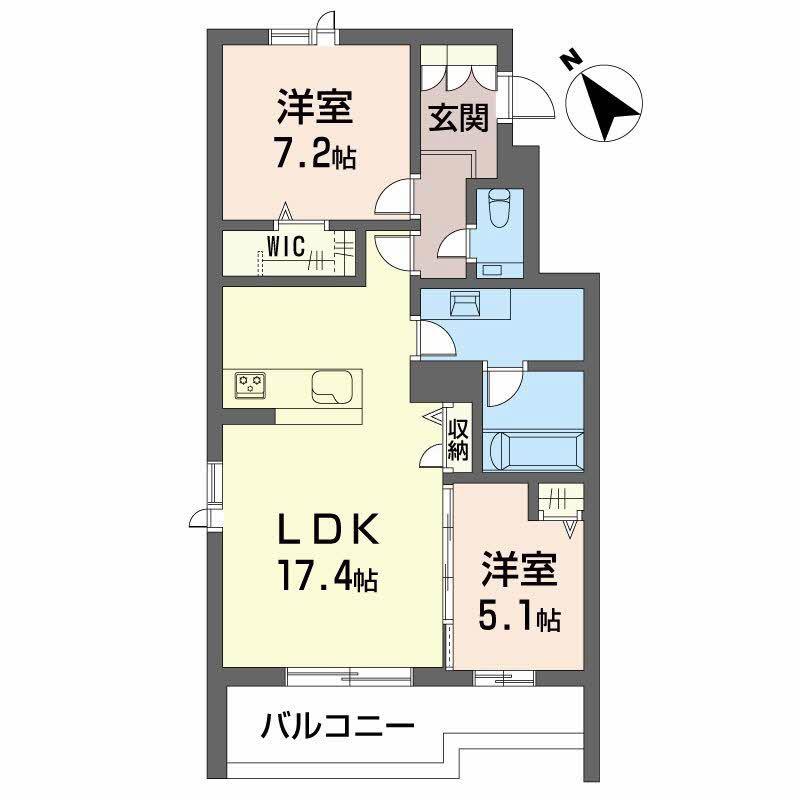 グランゲート滝川(2LDK/3階)の間取り写真