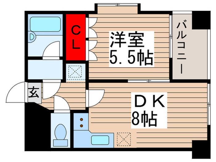 アーク柏中央(1DK/3階)の間取り写真