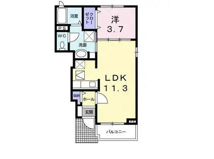 ミルトブリーゼ(1LDK/1階)の間取り写真