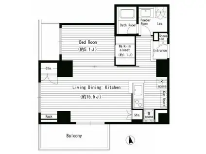 レガーロ西早稲田(1LDK/5階)の間取り写真