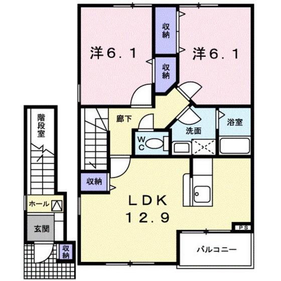 パルテール(2LDK/2階)の間取り写真