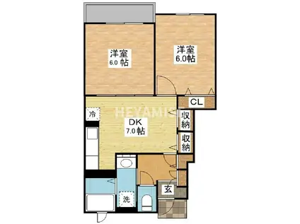 ラダーリーフ(2DK/1階)の間取り写真