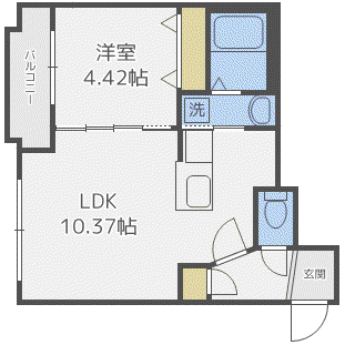 NORDESTA旭ヶ丘(1LDK/2階)の間取り写真