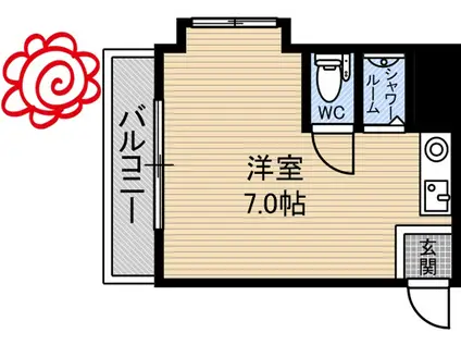比枝コーポラス徳庵(ワンルーム/2階)の間取り写真